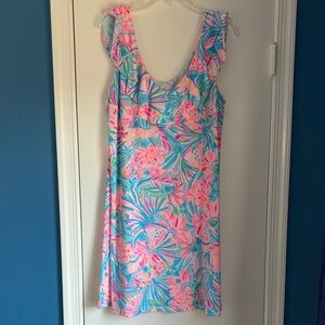 Lilly Pulitzer Coral Pink & Aqua Floral Dress